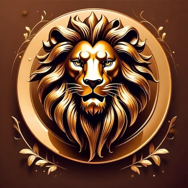 Golden lion on a chocolate background