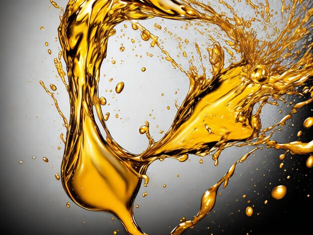 Golden liquid splash isolated on white background ai generated