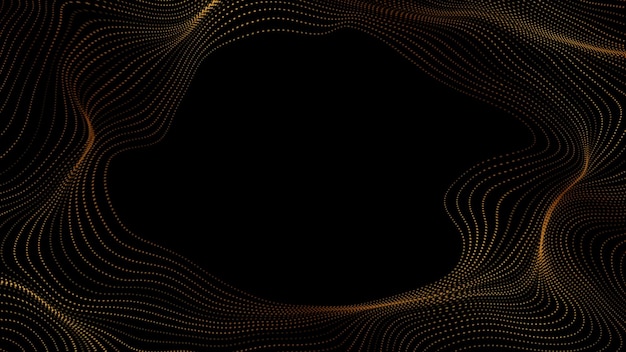 Golden liquid wavy lines abstract tech futuristic background