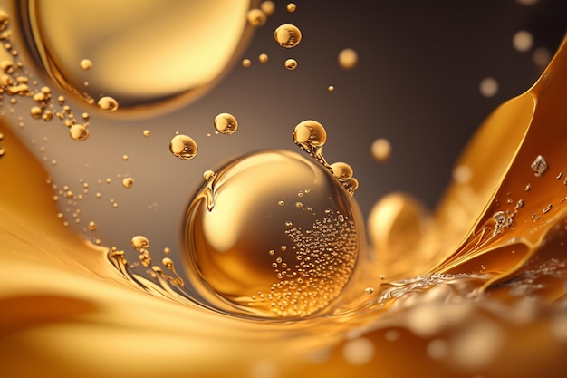 Golden liquid with air bubble flows down generative ai