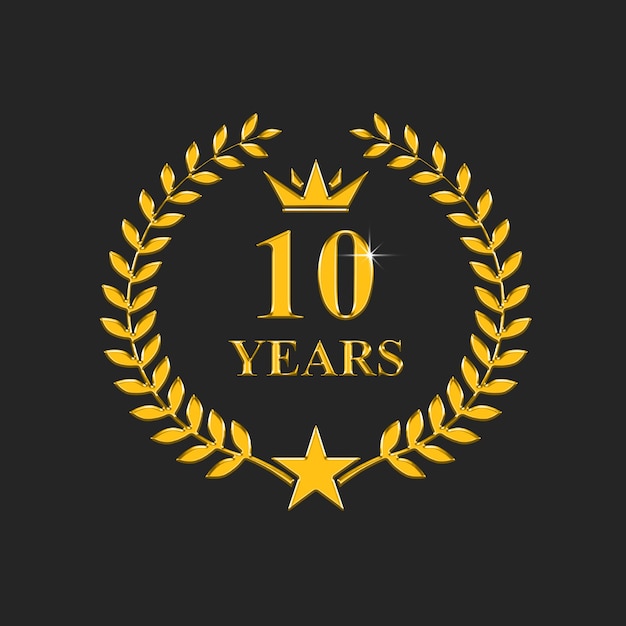 Photo a golden logo for 10 years