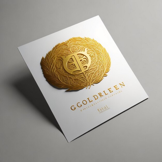 Photo golden logo mockup embossed on white paper
