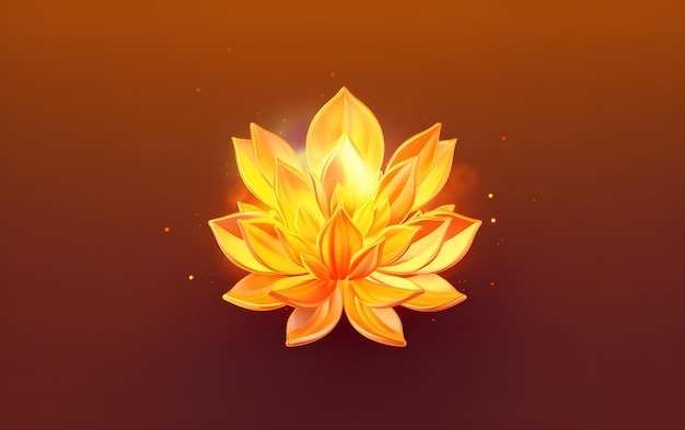 A golden lotus flower with a glowing flame.