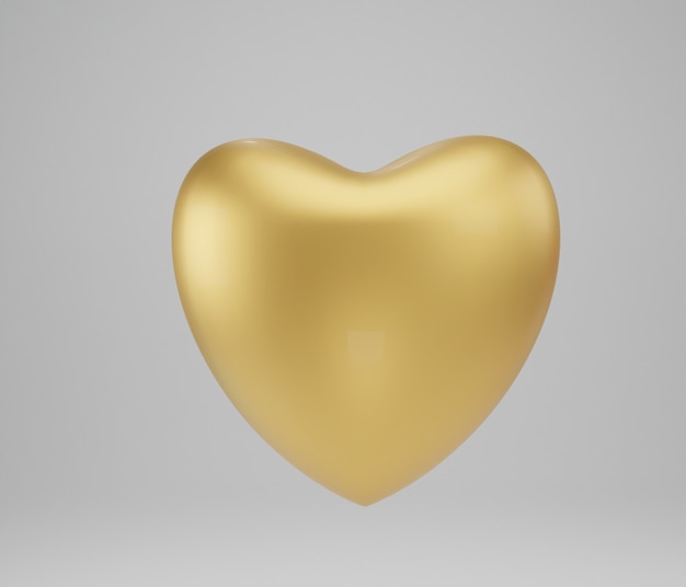 Golden love heart on white