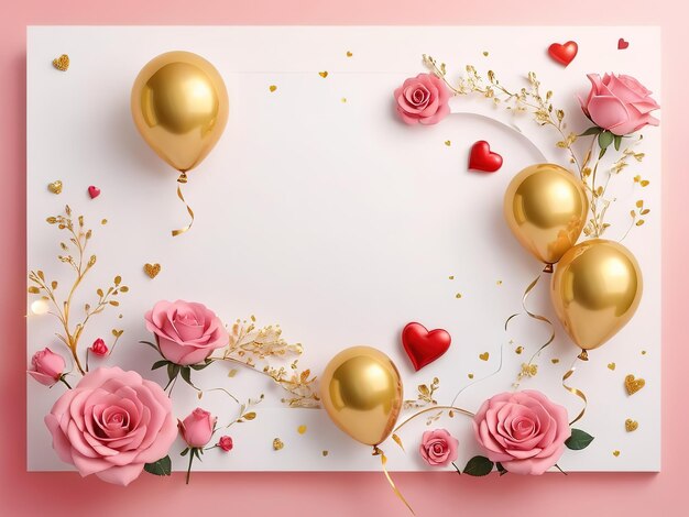 Photo golden love valentines day balloon bliss