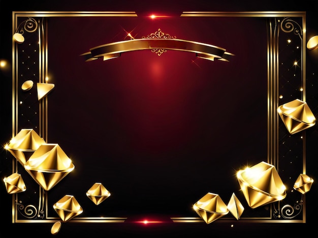 Golden luxury casino banner with lights and place for text