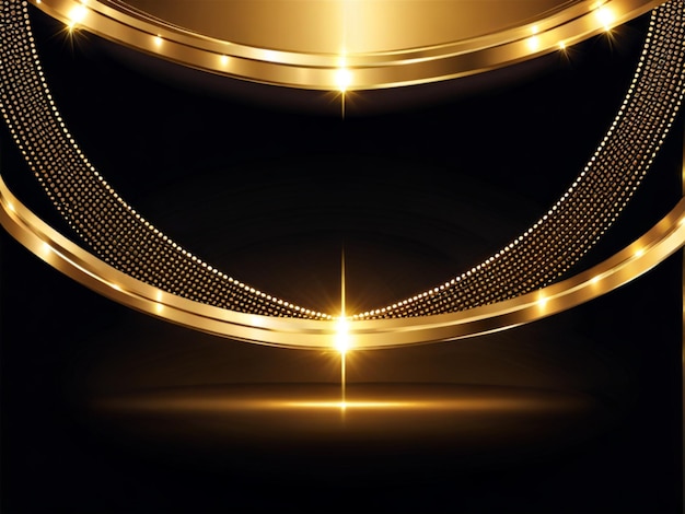 Golden luxury casino banner with lights and place for text