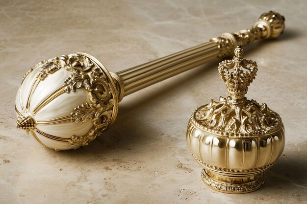 Golden mace and crown