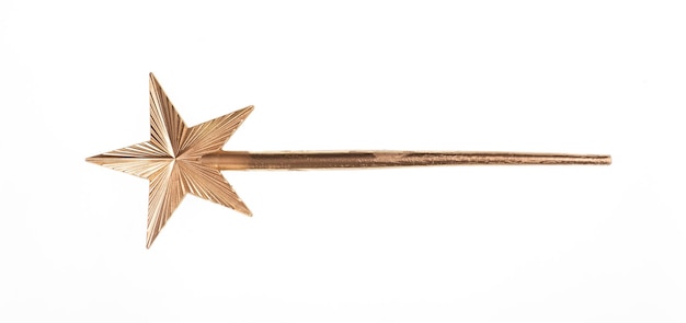 golden magic star wand on white background