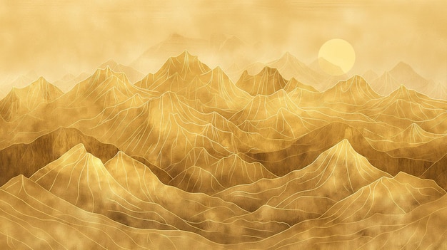 사진 골든 메이지티 산맥 황금색 일러스트레이션 추상 예술 풍경 산 럭셔리 스티