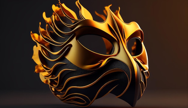 Golden mask on black background Generative AI