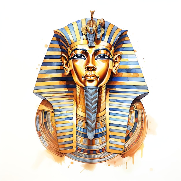 Golden mask reminiscent of Tutankhamun's famous burial mask illustration