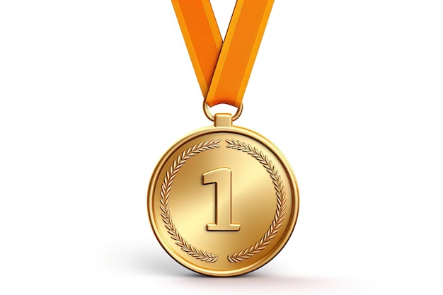 Photo golden medal with number one white background generative ai