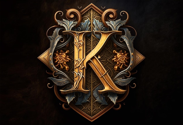 golden medieval time k logo generative ai