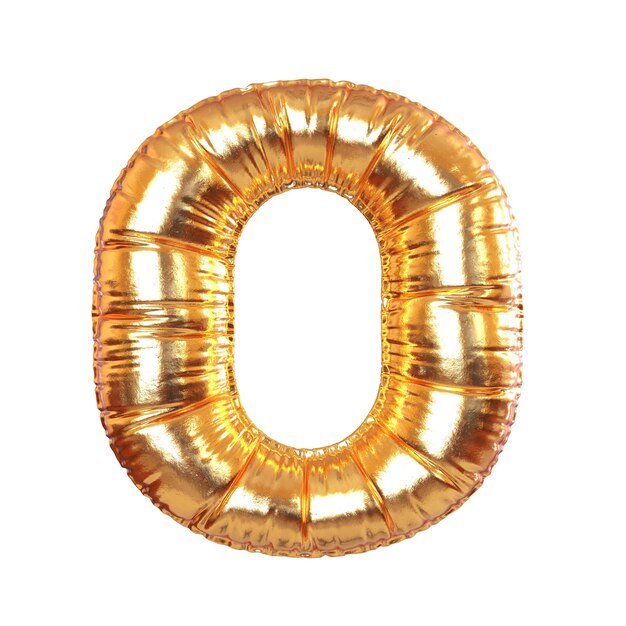 Golden Metal Balloon Engelse alfabet letter O voor feestelijke tekst vakanties 3d Rendering