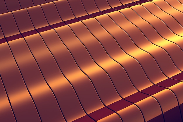 Golden metal wavy construction background