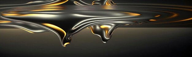 Golden Metallic abstract wavy liquid Generative AI