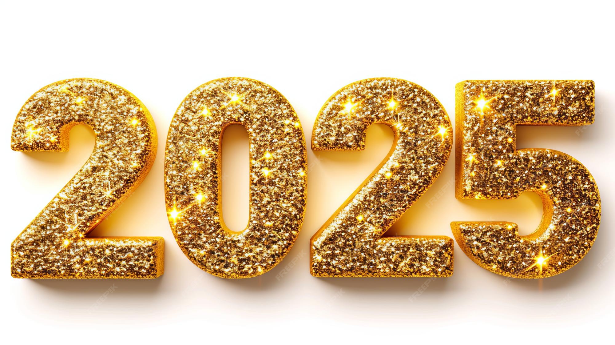 Premium Photo Golden metallic symbol of year 2025 isolated on white background for new year