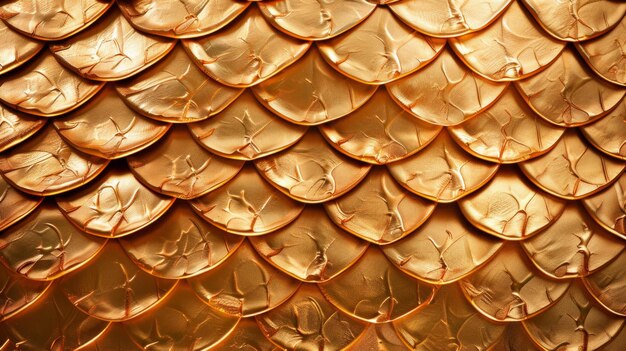 Photo golden metallic texture of dragon or snake scales generative ai