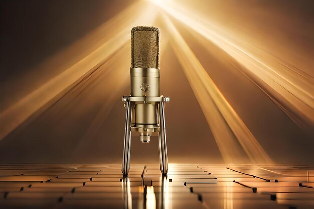 Photo golden microphone singing contest template