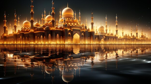 Golden minarets symbolize arabic spirituality and culture