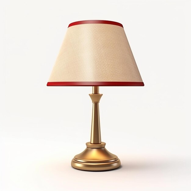 Photo a golden modern table lamp on white background in the style of white and brown