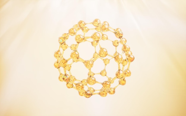 Фото Золотые молекулы с биологической и химической концепцией 3d-рендеринга