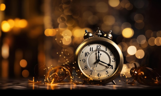 golden new year clocks image