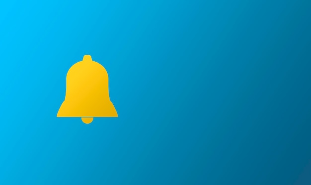 Golden notification bell on blue background