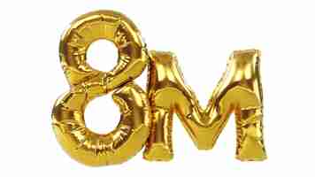 Photo golden number eight million isolated on white eight million views eight million followers concept