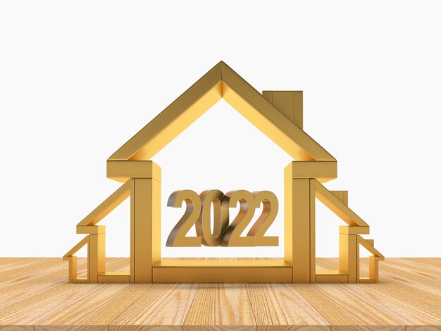 Golden number of the new year in houses icons