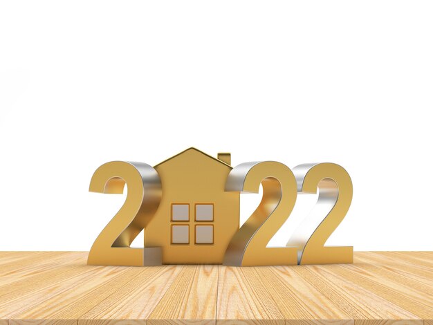 Golden number of new year  with a house