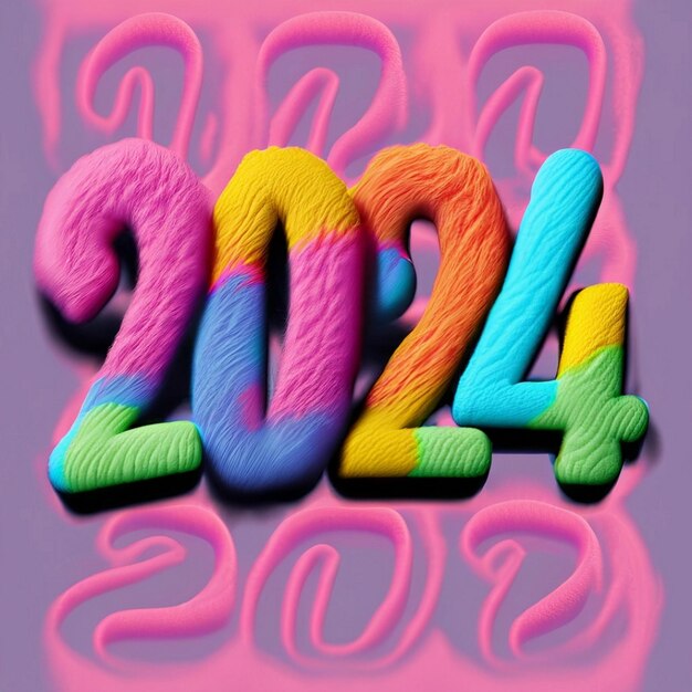 Premium AI Image Golden numbers 2024 in perspective Volumetric