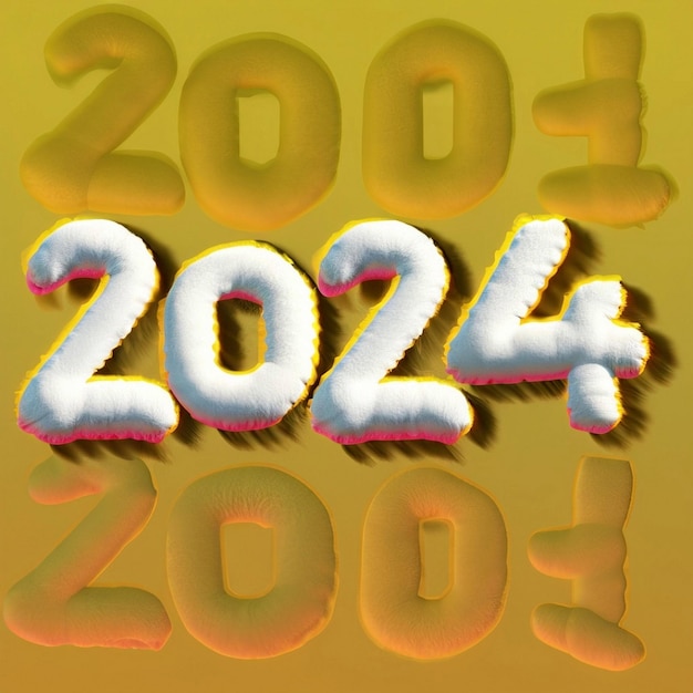 Photo golden numbers 2024 in perspective volumetric figures new year