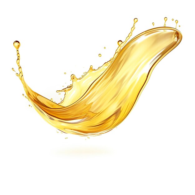 Photo golden oil or cosmetic essence splash isolated on white background 3d illustration