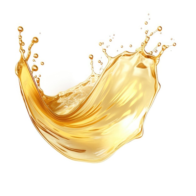 Golden Oil or Cosmetic essence splash isolated on white background