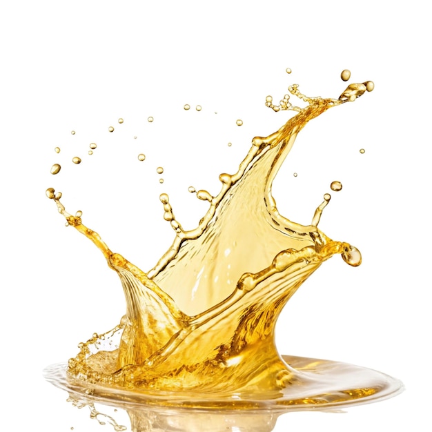 golden oil splash cut out on white background