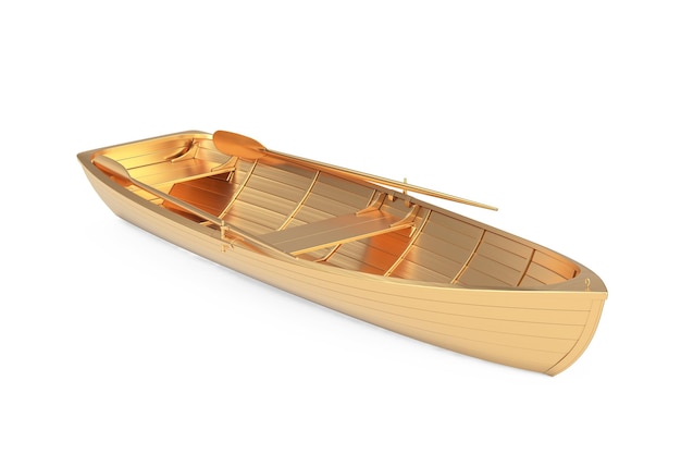 golden old fishing wooden boat 3d rendering
