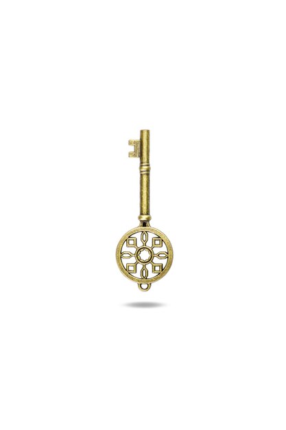 Photo golden old key isolated on white background with clipping path