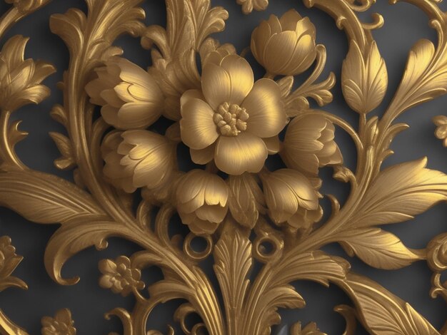 Golden ornamental floral wallpaper