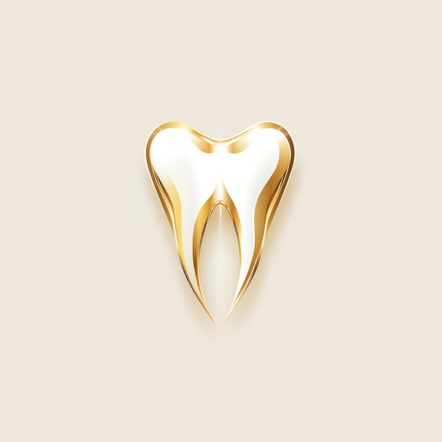 Photo golden outline crafting a unique leaky tooth dental icon and logo design