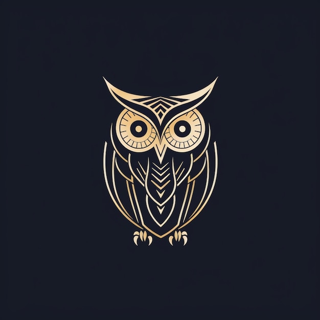 a golden owl logo on a black background generative ai