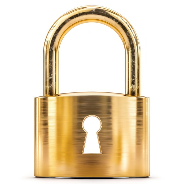 a golden padlock with a gold lock that says padlock