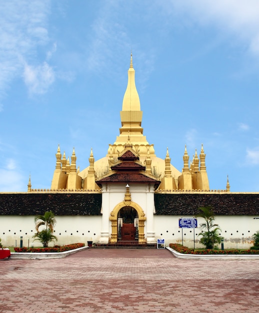 Golden pagada in Pha-That Luang temple, Vientiane, Travel in Laos.