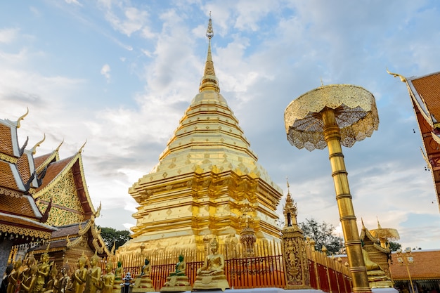 Golden pagoda in a thai temple