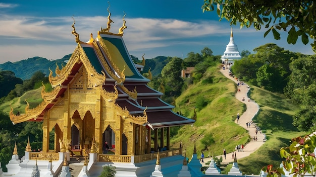 Golden pagoda wat phra that doi suthep in chiang mai