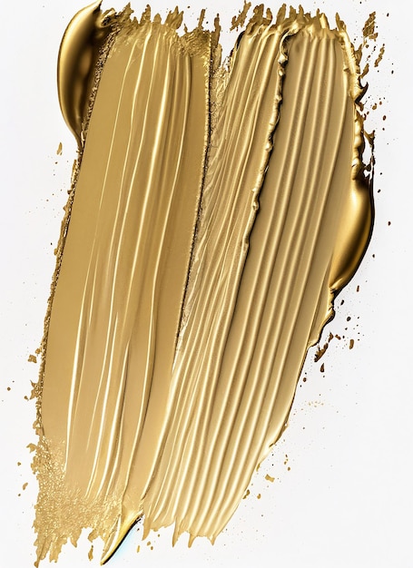 Golden paint stroke isolated on white background