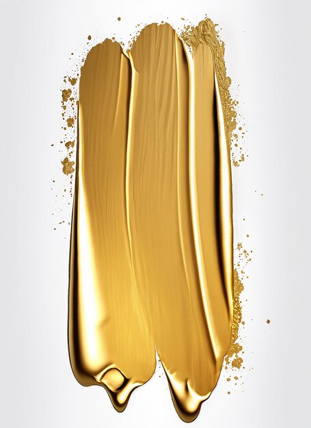 Golden paint stroke isolated on white background