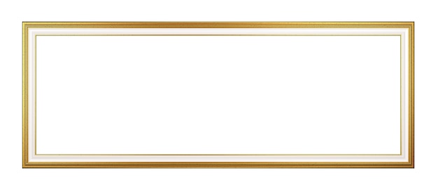 Golden Panoramic Empty Picture Frame Isolated