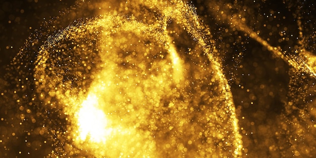 Golden particle dust sparkling background